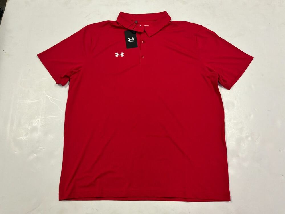 Under Armour Team Tech Polo Men's 2XL Red Loose Fit Golf Shirt NWT 1370399